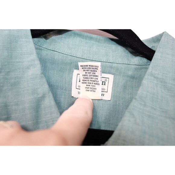 LL Bean Men's Green Cotton Traditional Fit Long Sleeve Button Up Shirt - Picture 6 of 10
